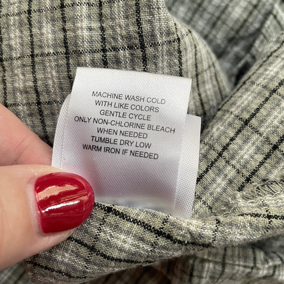 Maison Me Dress Girl 6Y Green Beige Plaid Homespun Cotton Smocked Cottagecore - Picture 7 of 7